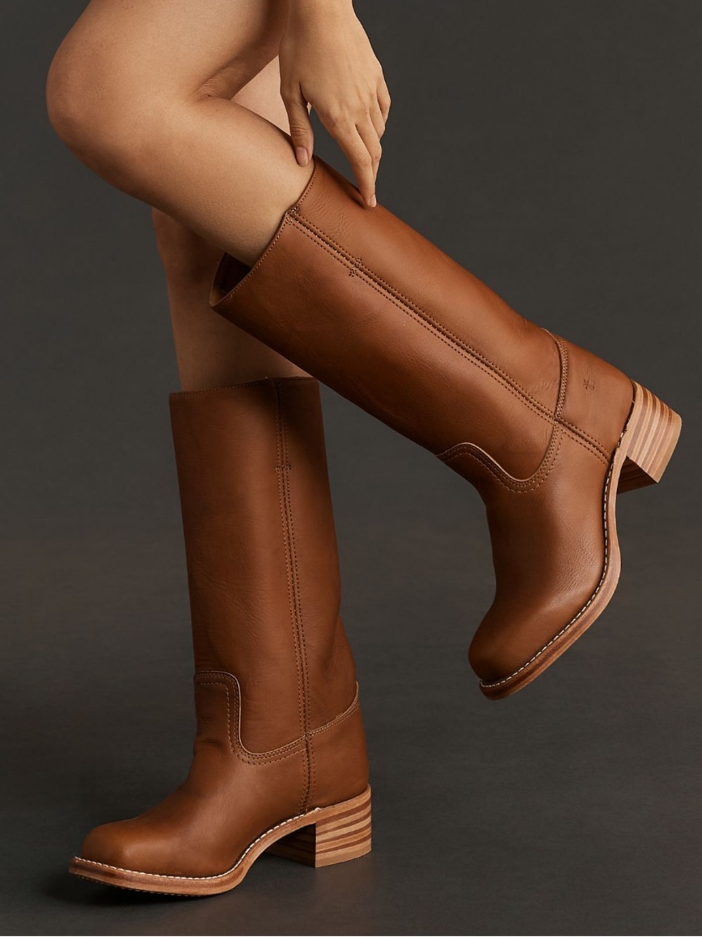 Frye 14L Campus Boots Wide Calf Saddle